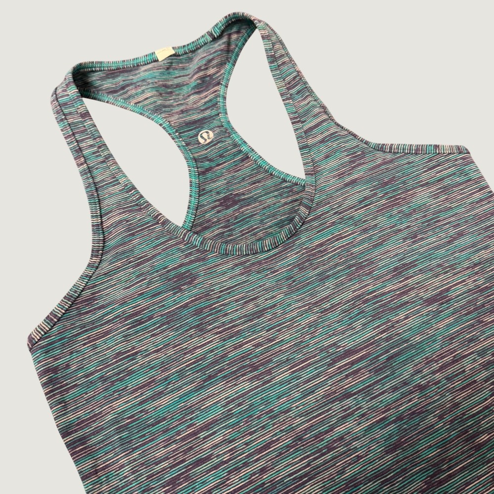 Lululemon Racerback Tank Top Space Dye Teal Purple Athletic Workout Size 4